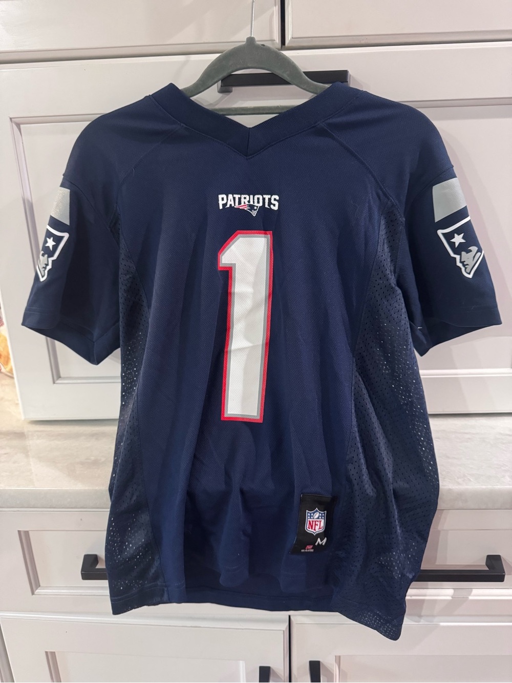 NFL Kids Navy Blue Patriots #1 Football Jersey